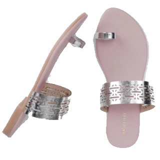 Vishudh Women Silver-Toned Embellished One Toe Flats at Rs.489